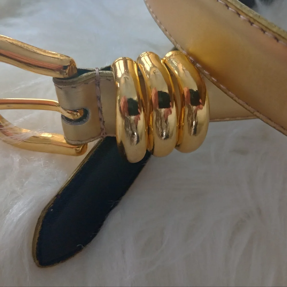 Gold Women Unbranded Belt Faux Leather Large 38 Inches